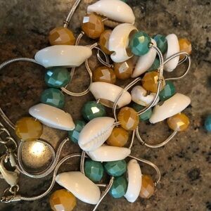 LONG shell and bead necklace and earrings set